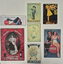 Lot 7 plaque publicitaire Metal coca cola Suchard Nestlé Occasion 