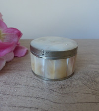 Boite à bijoux en nacre métal couleur argent, pilulier coquillage, boite bagues