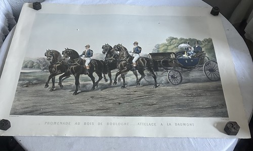 Grande gravure xixe attelage - gravure,