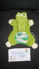 358/ doudou plat marionnette crocodile vert Aligatos DEGLINGOS