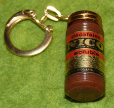 Ancien porte clés bocal miniature de café Nico décaféiné  Keyring  Portachiavi