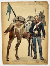 Pierre DUBAUT (1886 - 1968) - [Militaire et son cheval].