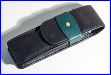 Beau Étui En Cuir Noir Et Vert PELIKAN Des Années 1990 Avec Rabat Pour 3 Stylos