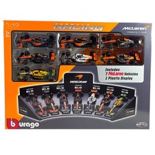 Mclaren Racing Set 7 Modèles Auto F1 Bburago Échelle 1/43 2022-2024 & Présentoir