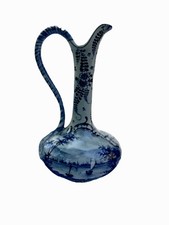 Delft Vase, Hand-painted, Blue And White, Water Pitcher Shape Cottagecore