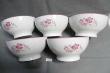 5 bols à décor floral en porcelaine de Chauvigny, Berry, Ø 12,4 cm (BD26)