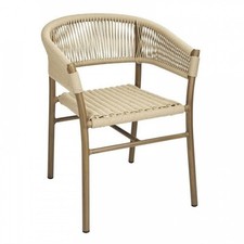 Lot de 2 fauteuils (H)750 x (L)610 mm empilables, en aluminium, corde beige, FLO