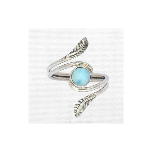 Bague larimar motif feuille - larimar, t