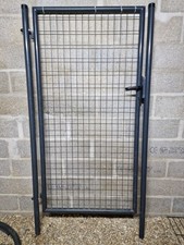 LOT Portillon grillagé 2m x 1m + 6 Grillages Clôture Rigide H.1 x L.2 m Gris