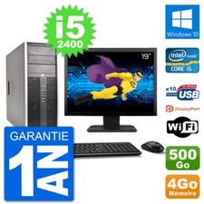 PC Tour HP 8200 Ecran 19" Core i5-2400 RAM 4Go Disque 500Go Windows 10 Wifi