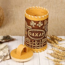 Boite a sucre en bois/ écorce - Boite Motif Tournesol - Boite Décoration cuisine