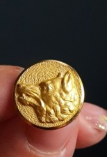M01 tête de loup doré D17mm bouton de vénerie de chasse d'uniforme 