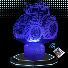 Lampe chevet 3D LED Tracteur Agriculteur - Veilleuse changement couleurs -cadeau