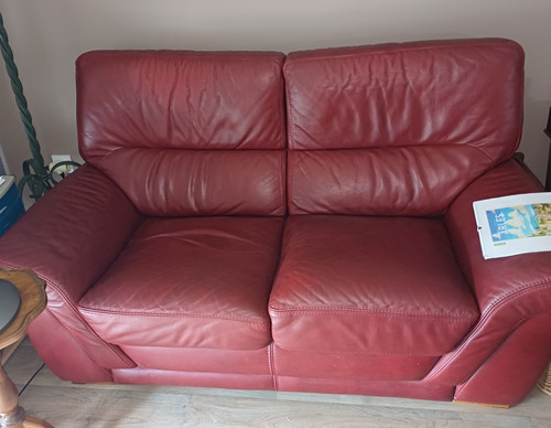 Fauteuil cuir rouge - 2, places