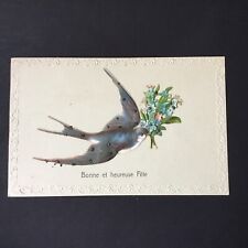 CPA Chromo Hirondelle 1900 Bonne Fête Carte Ancienne Post Card