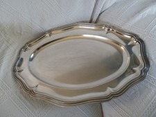 plat long en métal argenté  45 cm