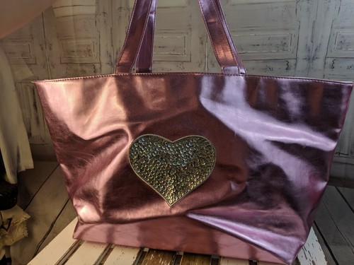 Pink metallic beach tote - metallic,