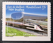 FRANCE 2014 TIMBRE AUTOADHESIF 1010 TRAIN TGV DUPLEX GARE NEUF** MNH
