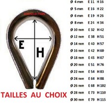 Cosse coeur petite ouverture galvanisé Ø câble de 4 à 30 mm au CHOIX 