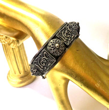 Bracelet ethnique berbère ancien 19 MM argent massif 800 crabe 28,5 gr