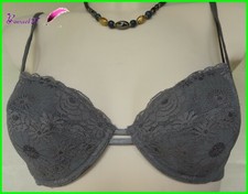 Soutien Gorge MIRIALE  Gris avec des Fleurs brodées  85B au 100C FR -  AA12