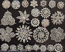 Wholesale Bulk Lot 12-76 Rhinestone Crystal Pearl Brooch Bridal Wedding Bouquet