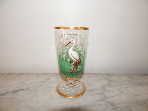 Superbe ancien verre décor - à,