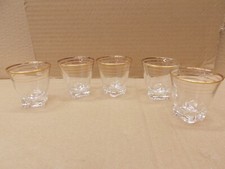 5 verres à liqueur ancien, verres à goutte filets or année 50/60 marqué FRANCE