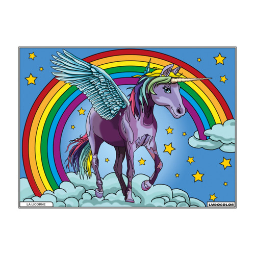 Coloriage licorne arc en - -,