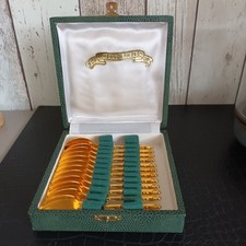 Anciennes cuillères a moka en métal doré model a la russe