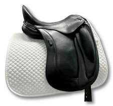 Selle de cheval à double rabat de dressage en cuir noir anglais système d'œil...