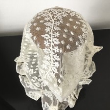 Bonnet Ancien Dentelle Coiffe Antique French Lace Bonnet 19thC
