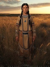 Photo A4 Lakota Sioux – portrait féminin en tenue perlée – 1217