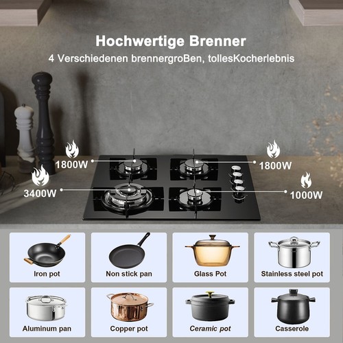60cm table cuisson gaz - de,