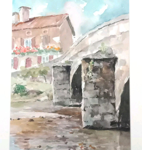 Aquarelle ville vue du - aquarelle,