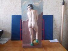 RARE ancienne GRANDE " FANNY " signée en plâtre peint , ART DECO des années 30