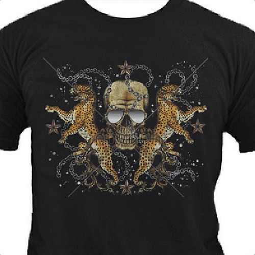 Skull leopards shirt - w/leopards,
