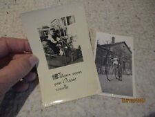 Ancienne Photographie  Fillette sur Ancien Vélo Grand Bi + Moto de Manège 1949