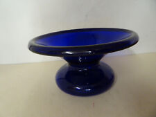 Crachoir ancien en verre soufflé bleu.XIX°.(Vase).Art populaire.