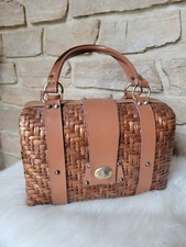 PETIT SAC PORTÉ MAIN OSIER MARRON RÉTRO VINTAGE  