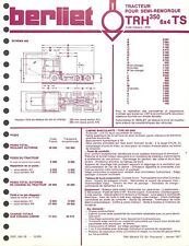 BERLIET / TRACTEUR TRH 350 6 X 4 TS  / FICHE TECHNIQUE de 1977