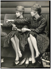 Pia and Mia Genberg modelling for Karl Lagerfeld, Paris 1961 vintage print,  T