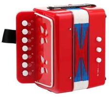 Accordeon Jouet Instrument Musique Enfant 7 Touches 2 Basses Belle Sonorite Red