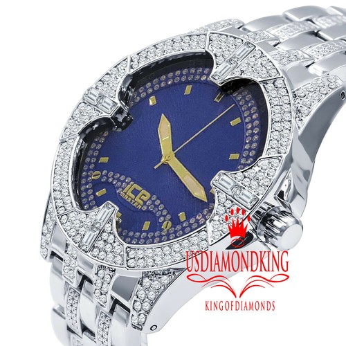 Mens blue dial 18k white - blue,