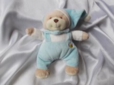 Doudou ours bleu, broderie