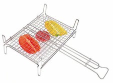 X Grille Poisson Barbecue Double Grill Grille Bombée Avec Pieds 30x26cm Dfh