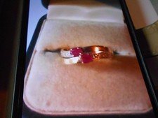 bague or 18 ct,2 rubis ovales,T 55