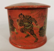 ANCIENNE BOITE A POUDRE DE RIZ EN CARTON BOUILLI ROUGE – JAPONISANT - NAPOLÉON 3