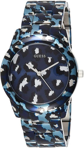 Guess womens blue leopard - blue,