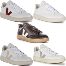Veja En Cuir Léger Baskets À Lacets Pour Hommes En Blanc Rouge UK 6 - 14